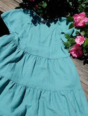 Universal Thread Teal Tiered V-Neck Midi Dress